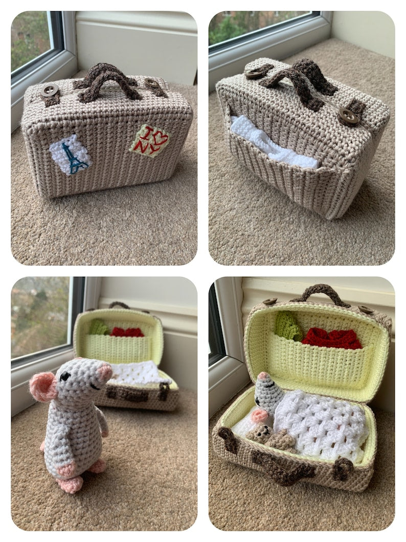 Larkwell Pocket Mouse & Suitcase Playset – Amigurumi Crochet Pattern (Instant PDF))